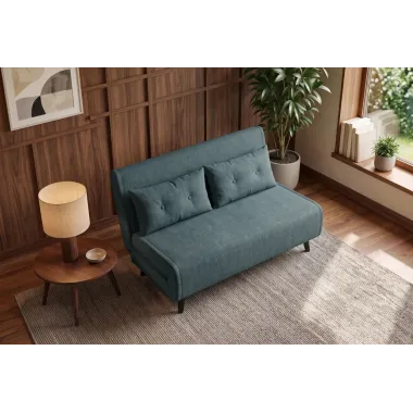 Invicta SMART MULTIFUNCTION Sofa rozkładana petrol welur 140 x 83 x 90cm / 48809