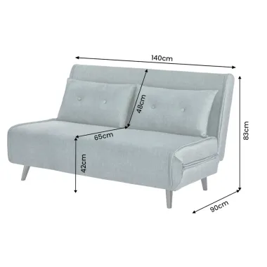 Invicta SMART MULTIFUNCTION Sofa rozkładana petrol welur 140 x 83 x 90cm / 48809