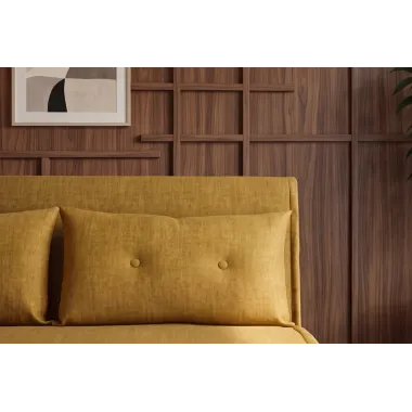 Invicta SMART MULTIFUNCTION Sofa rozkładana musztardowo żółty welur 140 x 83 x 90cm / 48808