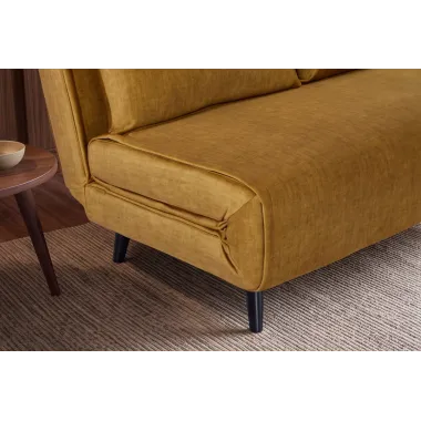 Invicta SMART MULTIFUNCTION Sofa rozkładana musztardowo żółty welur 140 x 83 x 90cm / 48808