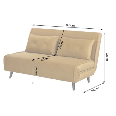 Invicta SMART MULTIFUNCTION Sofa rozkładana musztardowo żółty welur 140 x 83 x 90cm / 48808