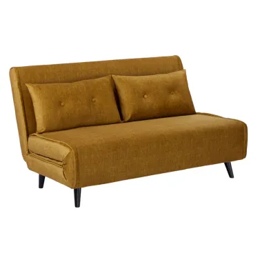 Invicta SMART MULTIFUNCTION Sofa rozkładana musztardowo żółty welur 140 x 83 x 90cm / 48808