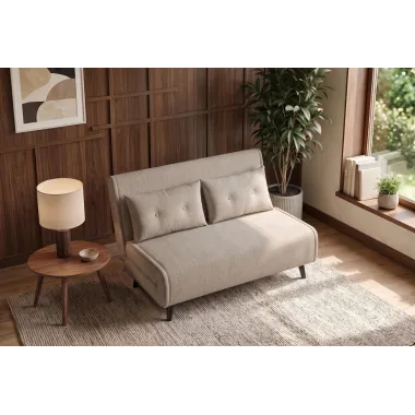 Invicta SMART MULTIFUNCTION Sofa rozkładana szampański welur 140 x 83 x 90cm / 48807
