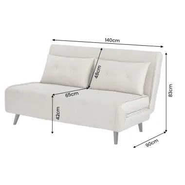 Invicta SMART MULTIFUNCTION Sofa rozkładana szampański welur 140 x 83 x 90cm / 48807