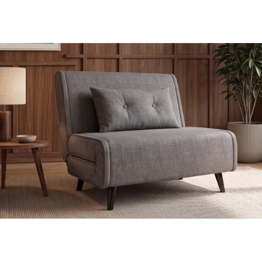 Invicta SMART MULTIFUNCTION Fotel rozkładany szary welur 100 x 82 x 91cm / 48806