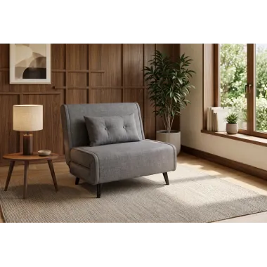 Invicta SMART MULTIFUNCTION Fotel rozkładany szary welur 100 x 82 x 91cm / 48806
