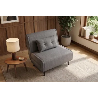 Invicta SMART MULTIFUNCTION Fotel rozkładany szary welur 100 x 82 x 91cm / 48806
