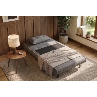 Invicta SMART MULTIFUNCTION Fotel rozkładany szary welur 100 x 82 x 91cm / 48806