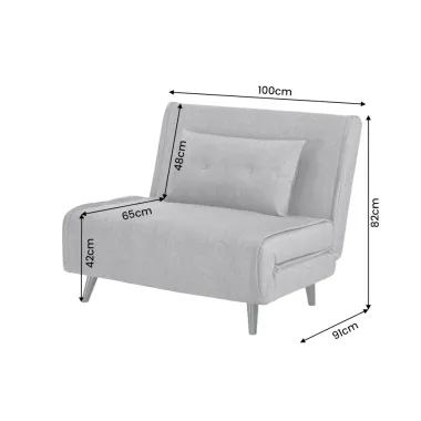 Invicta SMART MULTIFUNCTION Fotel rozkładany szary welur 100 x 82 x 91cm / 48806