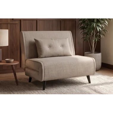 Invicta SMART MULTIFUNCTION Fotel rozkładany szampański welur 100 x 82 x 91cm / 48803