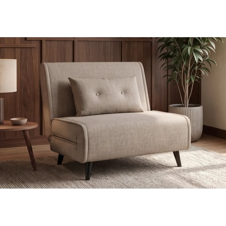 Invicta SMART MULTIFUNCTION Fotel rozkładany szampański welur 100 x 82 x 91cm / 48803