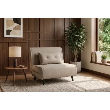 Invicta SMART MULTIFUNCTION Fotel rozkładany szampański welur 100 x 82 x 91cm / 48803