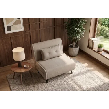 Invicta SMART MULTIFUNCTION Fotel rozkładany szampański welur 100 x 82 x 91cm / 48803