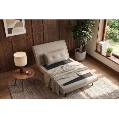 Invicta SMART MULTIFUNCTION Fotel rozkładany szampański welur 100 x 82 x 91cm / 48803