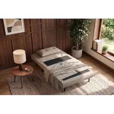 Invicta SMART MULTIFUNCTION Fotel rozkładany szampański welur 100 x 82 x 91cm / 48803