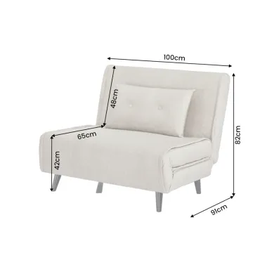 Invicta SMART MULTIFUNCTION Fotel rozkładany szampański welur 100 x 82 x 91cm / 48803