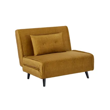 Invicta SMART MULTIFUNCTION Fotel rozkładany musztardowo żółta welur 100 x 82 x 91cm / 48804