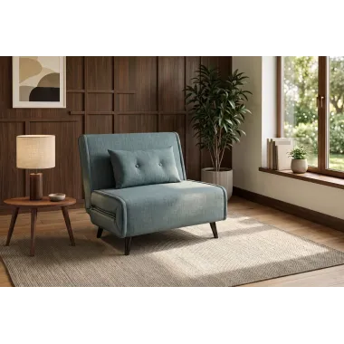 Invicta SMART MULTIFUNCTION Fotel rozkładany petrol welur 100 x 82 x 91cm / 48805