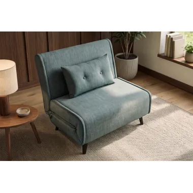 Invicta SMART MULTIFUNCTION Fotel rozkładany petrol welur 100 x 82 x 91cm / 48805
