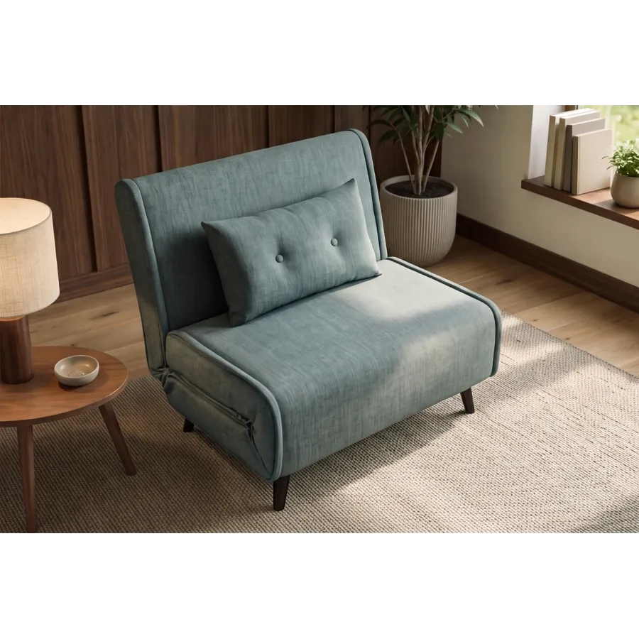Invicta SMART MULTIFUNCTION Fotel rozkładany petrol welur 100 x 82 x 91cm / 48805