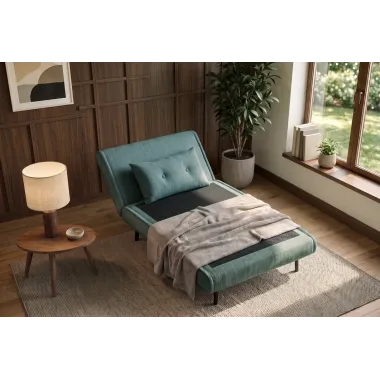Invicta SMART MULTIFUNCTION Fotel rozkładany petrol welur 100 x 82 x 91cm / 48805