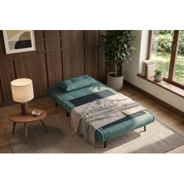 Invicta SMART MULTIFUNCTION Fotel rozkładany petrol welur 100 x 82 x 91cm / 48805