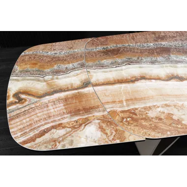Invicta Stół INFINITY rozkładany ceramika hiszpański onyks Beige & Rust Brown 180-220-260cm / 49073