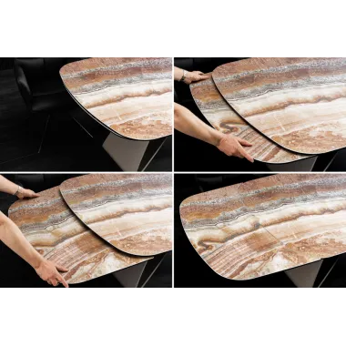 Invicta Stół INFINITY rozkładany ceramika hiszpański onyks Beige & Rust Brown 180-220-260cm / 49073