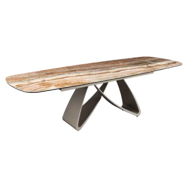 Invicta Stół INFINITY rozkładany ceramika hiszpański onyks Beige & Rust Brown 180-220-260cm / 49073