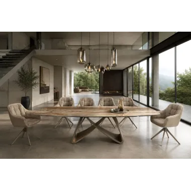 Invicta Stół INFINITY rozkładany ceramika hiszpański onyks Beige & Rust Brown 180-220-260cm / 49073