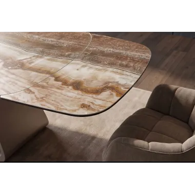 Invicta Stół INFINITY rozkładany ceramika hiszpański onyks Beige & Rust Brown 180-220-260cm / 49073