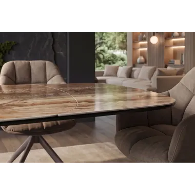 Invicta Stół INFINITY rozkładany ceramika hiszpański onyks Beige & Rust Brown 180-220-260cm / 49073