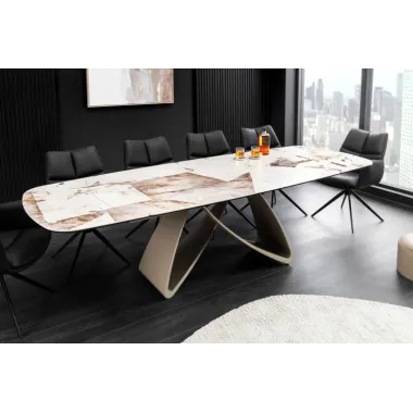 Invicta Stół INFINITY rozkładany ceramika włoska biało brązowa 180-220-260cm / 48792