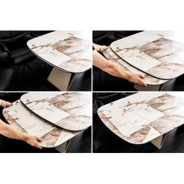 Invicta Stół INFINITY rozkładany ceramika włoska biało brązowa 180-220-260cm / 48792