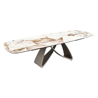 Invicta Stół INFINITY rozkładany ceramika włoska biało brązowa 180-220-260cm / 48792