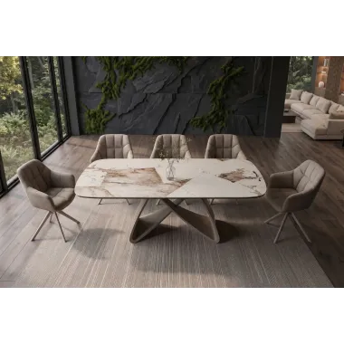 Invicta Stół INFINITY rozkładany ceramika włoska biało brązowa 180-220-260cm / 48792