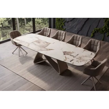 Invicta Stół INFINITY rozkładany ceramika włoska biało brązowa 180-220-260cm / 48792