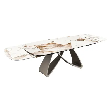 Invicta Stół INFINITY rozkładany ceramika włoska biało brązowa 180-220-260cm / 48792