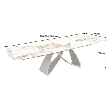 Invicta Stół INFINITY rozkładany ceramika włoska biało brązowa 180-220-260cm / 48792