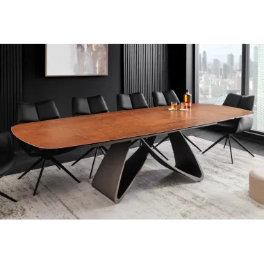 Invicta Stół INFINITY rozkładany ceramika hiszpański onyks rdzawy brąz 180-220-260cm / 49074