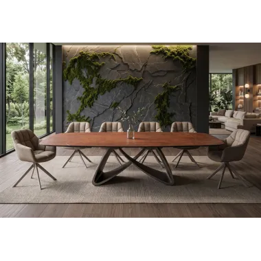 Invicta Stół INFINITY rozkładany ceramika hiszpański onyks rdzawy brąz 180-220-260cm / 49074
