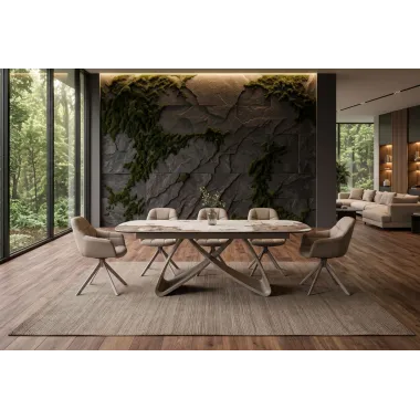 Invicta Stół INFINITY rozkładany ceramika Pandora biały brąz 180-220-260cm / 49194