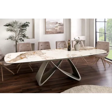 Invicta Stół INFINITY rozkładany ceramika Pandora biały brąz 180-220-260cm / 49194