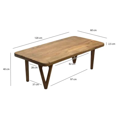 Wohnling Stolik kawowy Akazie 120 x 40 x 60cm / WL7.595