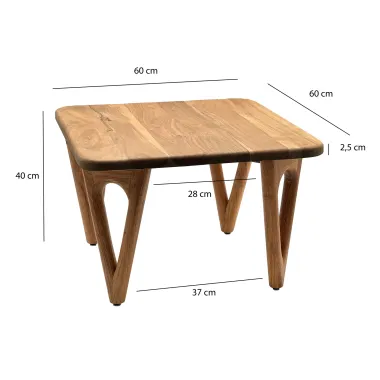 Wohnling Stolik kawowy Akazie 60 x 40 x 60cm / WL7.594