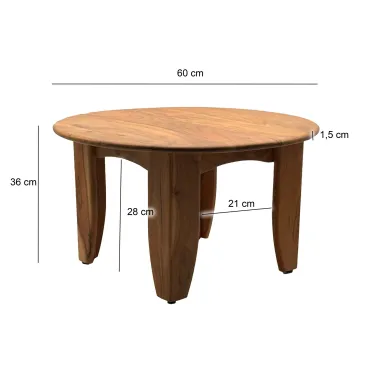 Wohnling Stolik kawowy Akazie Ø 60 x 36 x 60cm / WL7.598