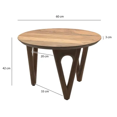 Wohnling Stolik kawowy Akazie Ø 60 x 42 x 60cm / WL7.596