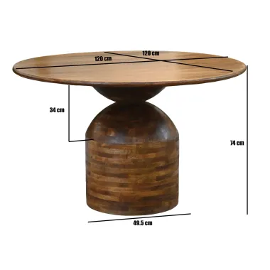 Wohnling Stół do jadalni lite drewno mango Ø 120cm / WL7.435