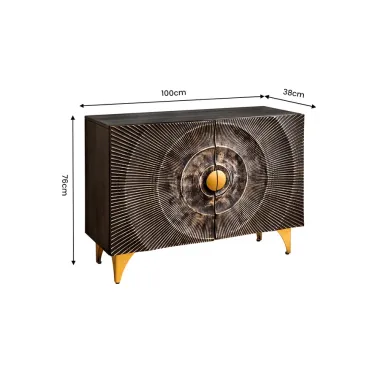Invicta Komoda GOLDEN SUNSET 3D czarne mango 100 x 76 x 38cm / 49369