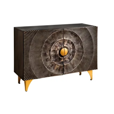 Invicta Komoda GOLDEN SUNSET 3D czarne mango 100 x 76 x 38cm / 49369